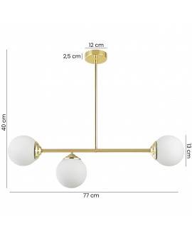 Złota lampa sufitowa z matowymi kloszami i wymiarami – oświetlenie do stylu nowoczesnego i modern classic.