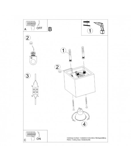 Plafon QUAD 1 czarny Sollux SL.0022