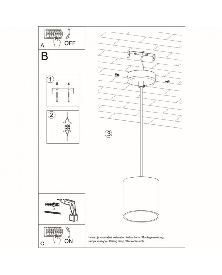 Lampa wisząca ORBIS 1 czarny Sollux SL.0051