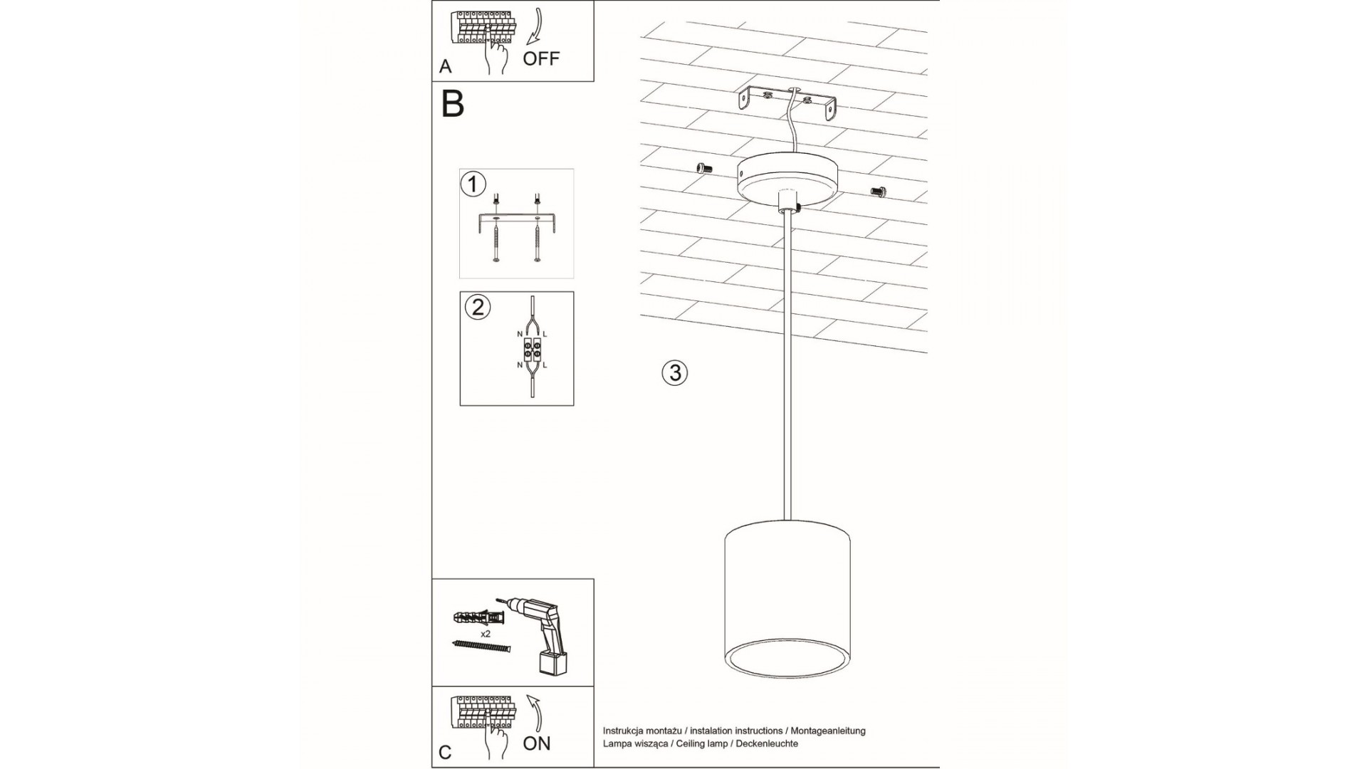Lampa wisząca ORBIS 1 czarny Sollux SL.0051