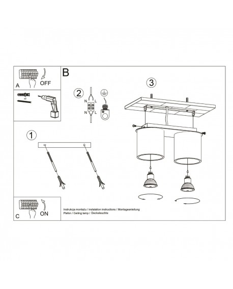 Plafon ORBIS 2 szary Sollux SL.0055