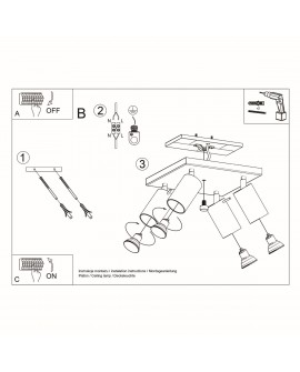 Plafon RING 4 czarny Sollux SL.0094