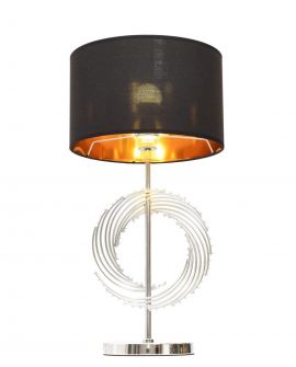 LAMPA NOCNA GLAMOUR CZARNO-CHROMOWANA DELARI LUMINA DECO