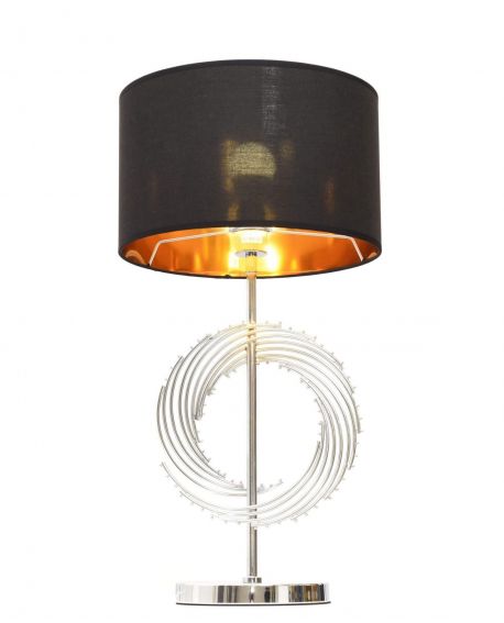 LAMPA NOCNA GLAMOUR CZARNO-CHROMOWANA DELARI LUMINA DECO