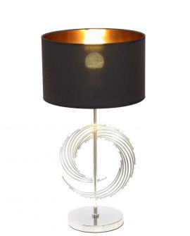 LAMPA NOCNA GLAMOUR CZARNO-CHROMOWANA DELARI LUMINA DECO