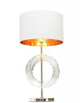 LAMPA NOCNA GLAMOUR BIAŁO-CHROMOWANA DELARI LUMINA DECO
