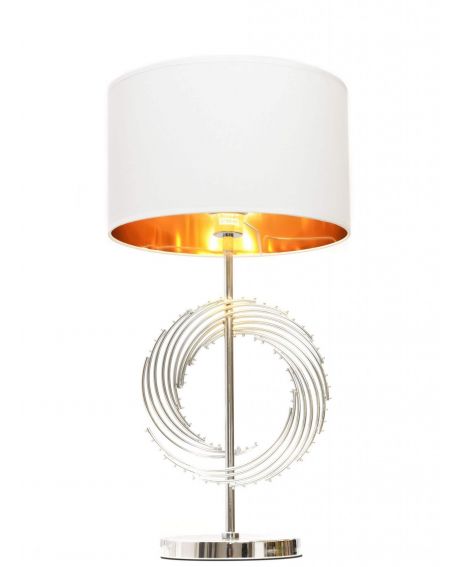 LAMPA NOCNA GLAMOUR BIAŁO-CHROMOWANA DELARI LUMINA DECO