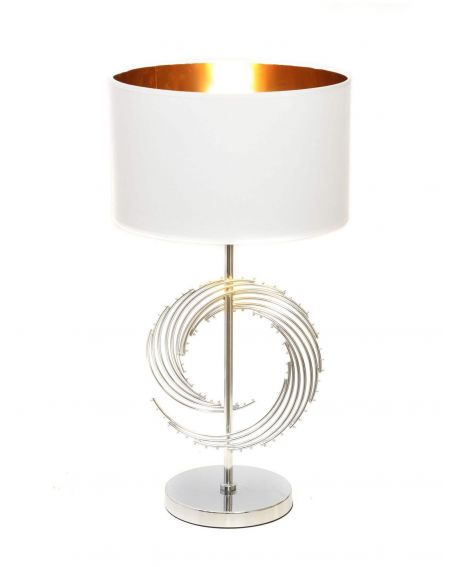 LAMPA NOCNA GLAMOUR BIAŁO-CHROMOWANA DELARI LUMINA DECO