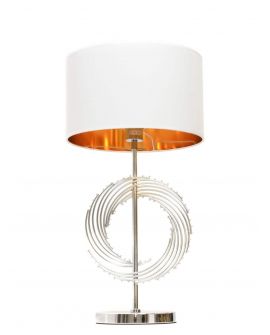 LAMPA NOCNA GLAMOUR BIAŁO-CHROMOWANA DELARI LUMINA DECO