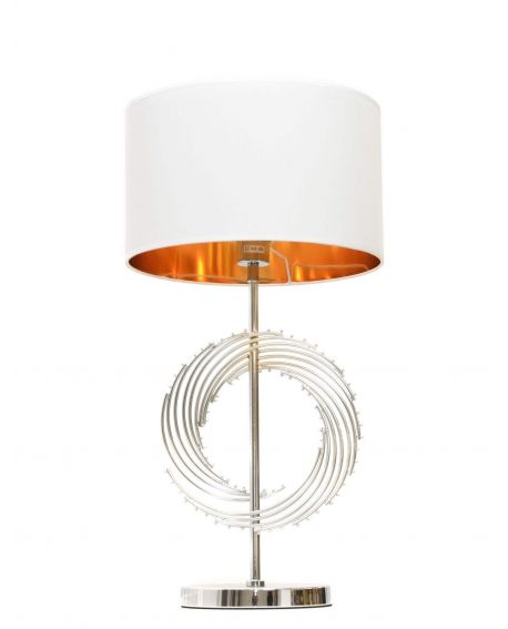 LAMPA NOCNA GLAMOUR BIAŁO-CHROMOWANA DELARI LUMINA DECO