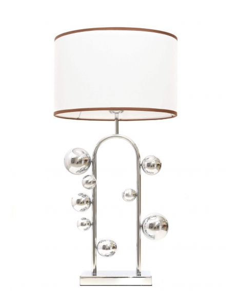 LAMPA NOCNA GLAMOUR BIAŁO-CHROMOWANA SELARI LUMINA DECO