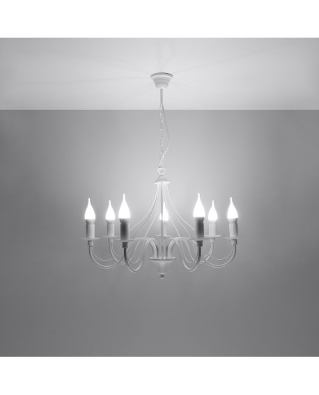 Żyrandol MINERWA 7 biały Sollux SL.0215