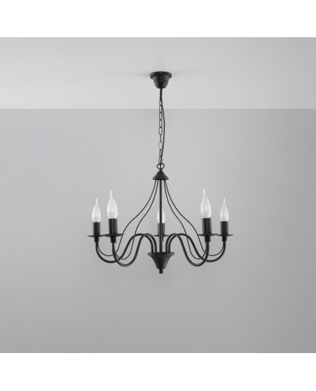 Żyrandol MINERWA 5 czarny Sollux SL.0218