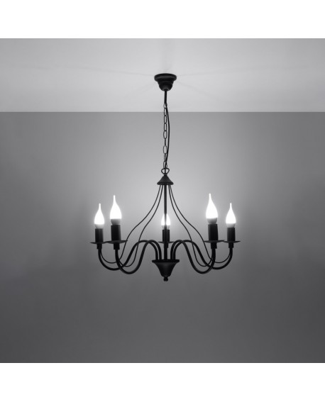 Żyrandol MINERWA 5 czarny Sollux SL.0218