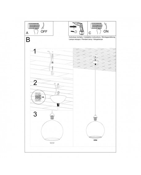 Lampa wisząca BALL grafit Sollux SL.0250