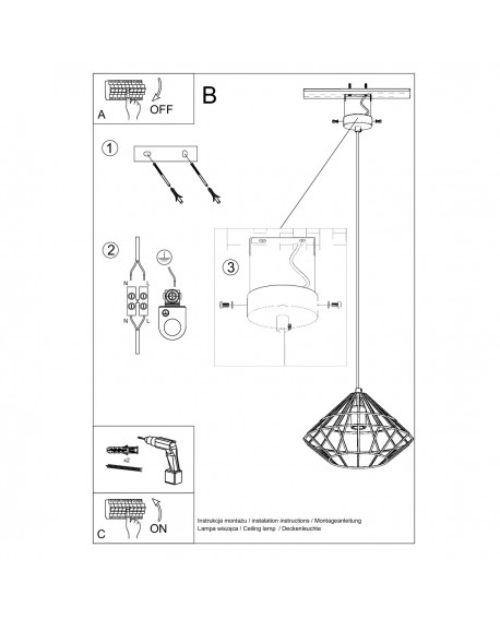 Lampa wisząca UMBERTO czarna Sollux SL.0294