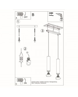 Lampa wisząca LAGOS 2 czarny Sollux SL.0328
