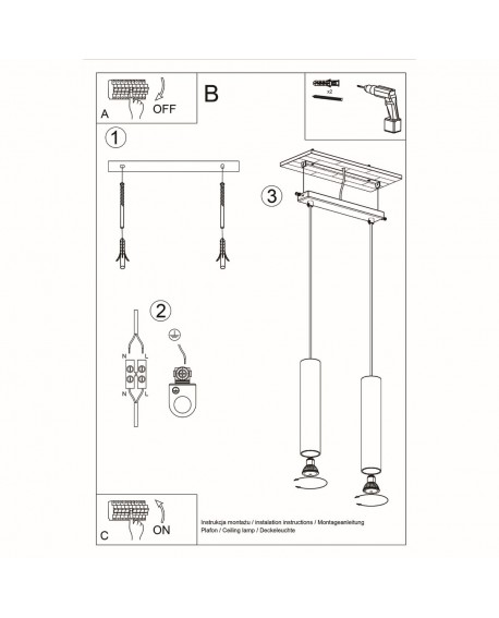 Lampa wisząca LAGOS 2 czarny Sollux SL.0328