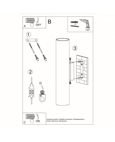 Kinkiet LAGOS 2 czarny Sollux SL.0330
