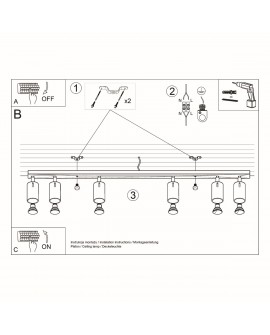 Plafon RING 6L czarny Sollux SL.0334