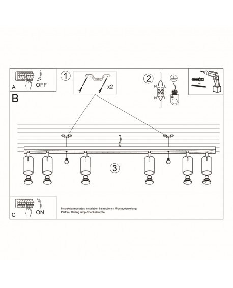 Plafon RING 6L czarny Sollux SL.0334