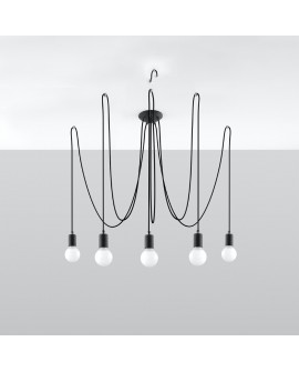 Żyrandol EDISON 5 czarny Sollux SL.0371