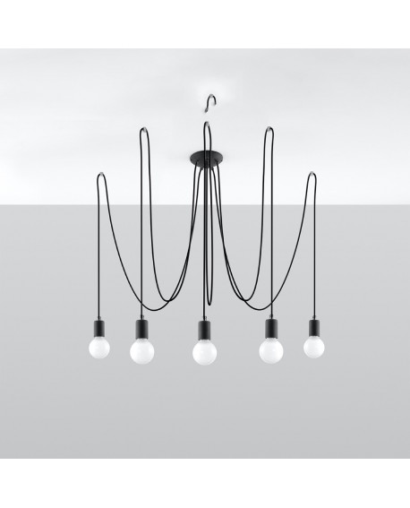 Żyrandol EDISON 5 czarny Sollux SL.0371