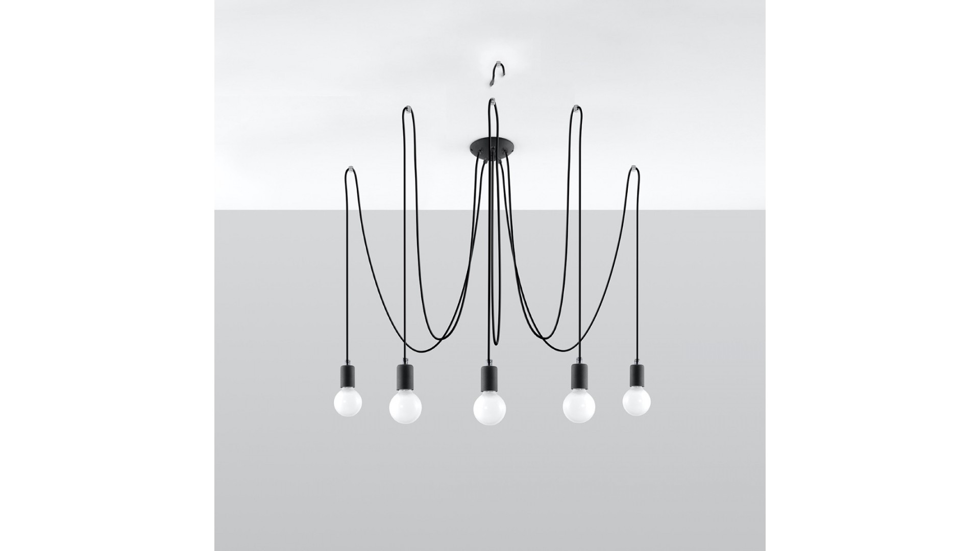 Żyrandol EDISON 5 czarny Sollux SL.0371