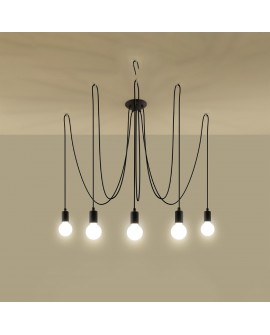 Żyrandol EDISON 5 czarny Sollux SL.0371