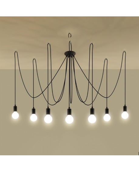 Żyrandol EDISON 7 czarny Sollux SL.0372