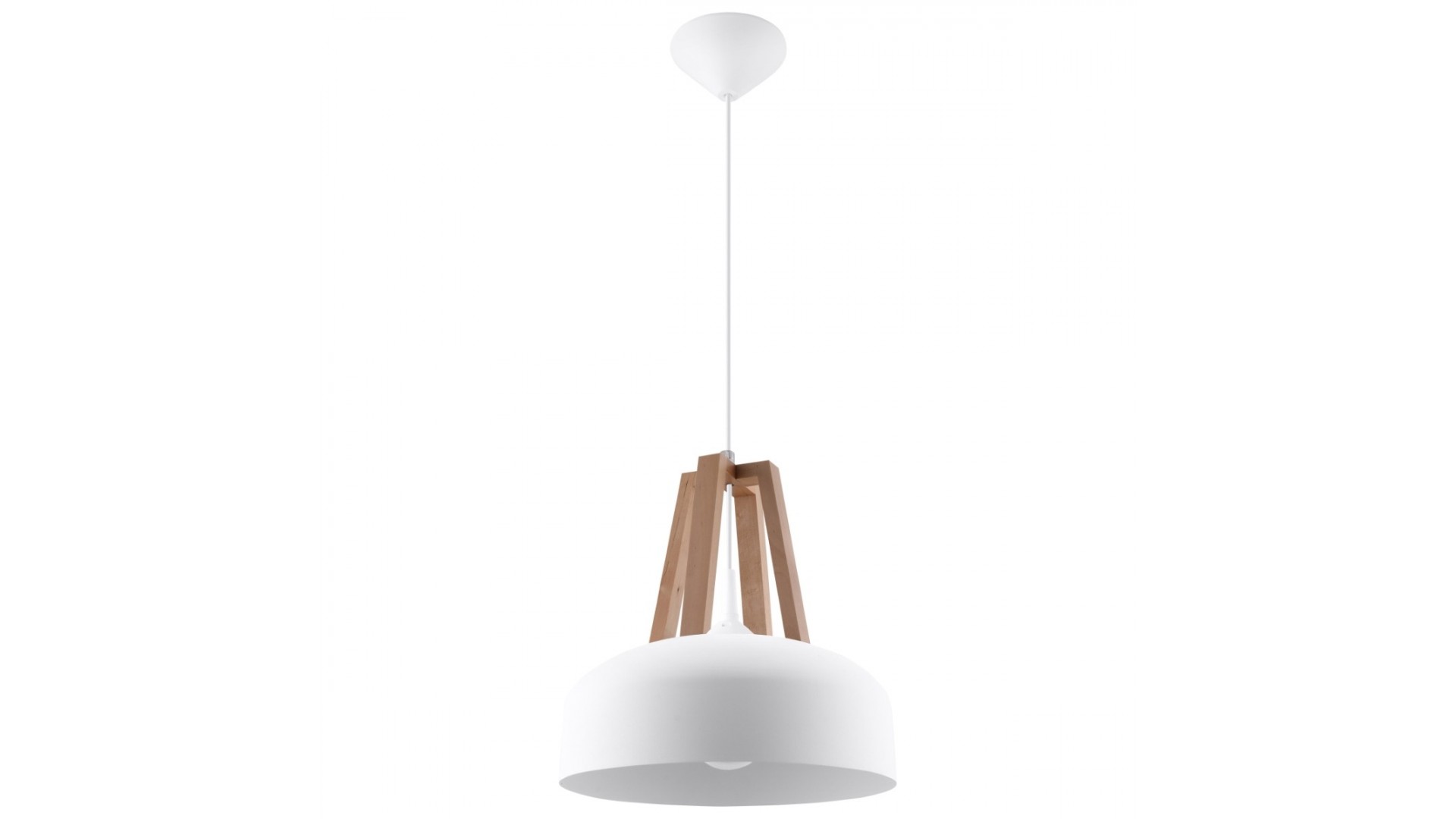Lampa wisząca CASCO biała/naturalne drewno Sollux SL.0388