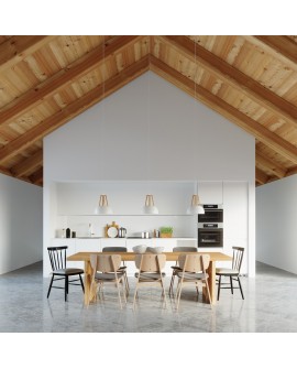 Lampa wisząca CASCO biała/naturalne drewno Sollux SL.0388