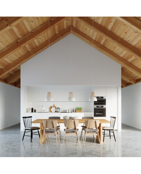 Lampa wisząca CASCO biała/naturalne drewno Sollux SL.0388