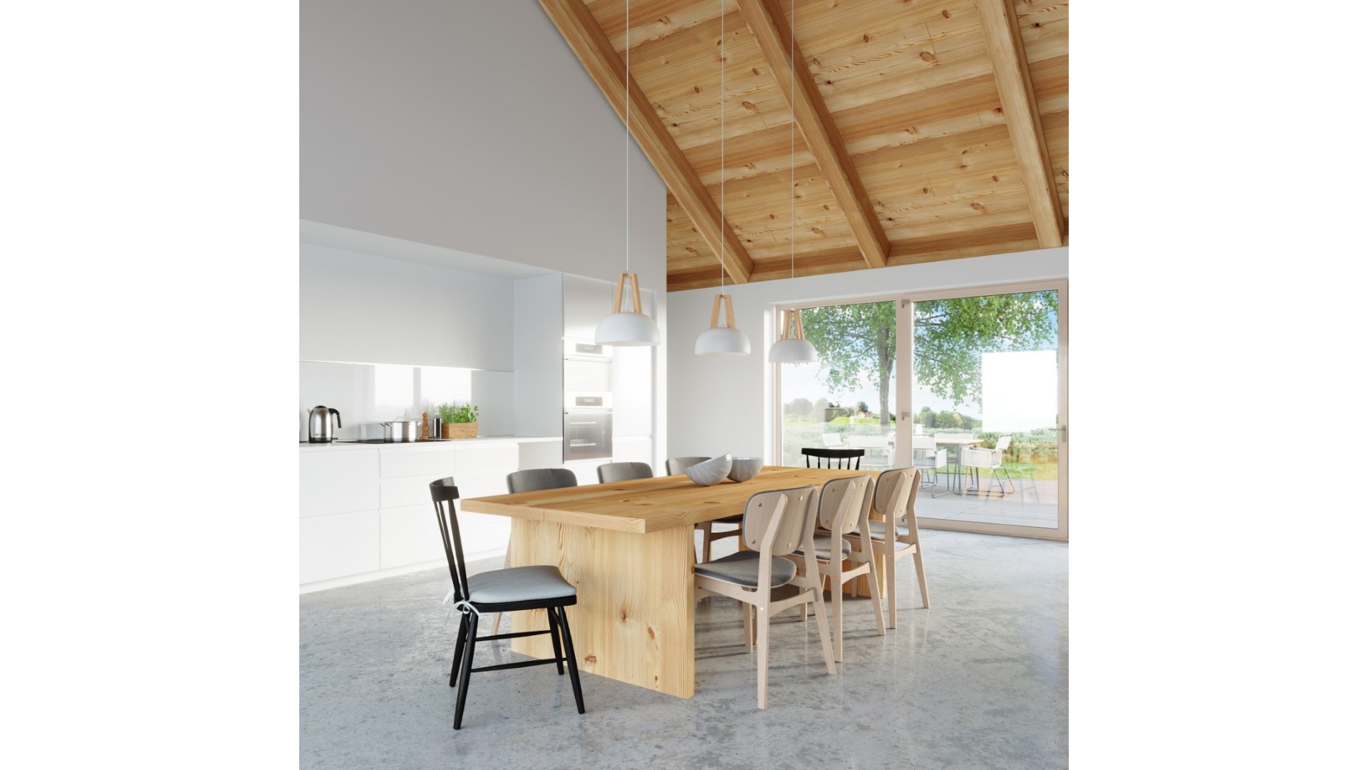 Lampa wisząca CASCO biała/naturalne drewno Sollux SL.0388