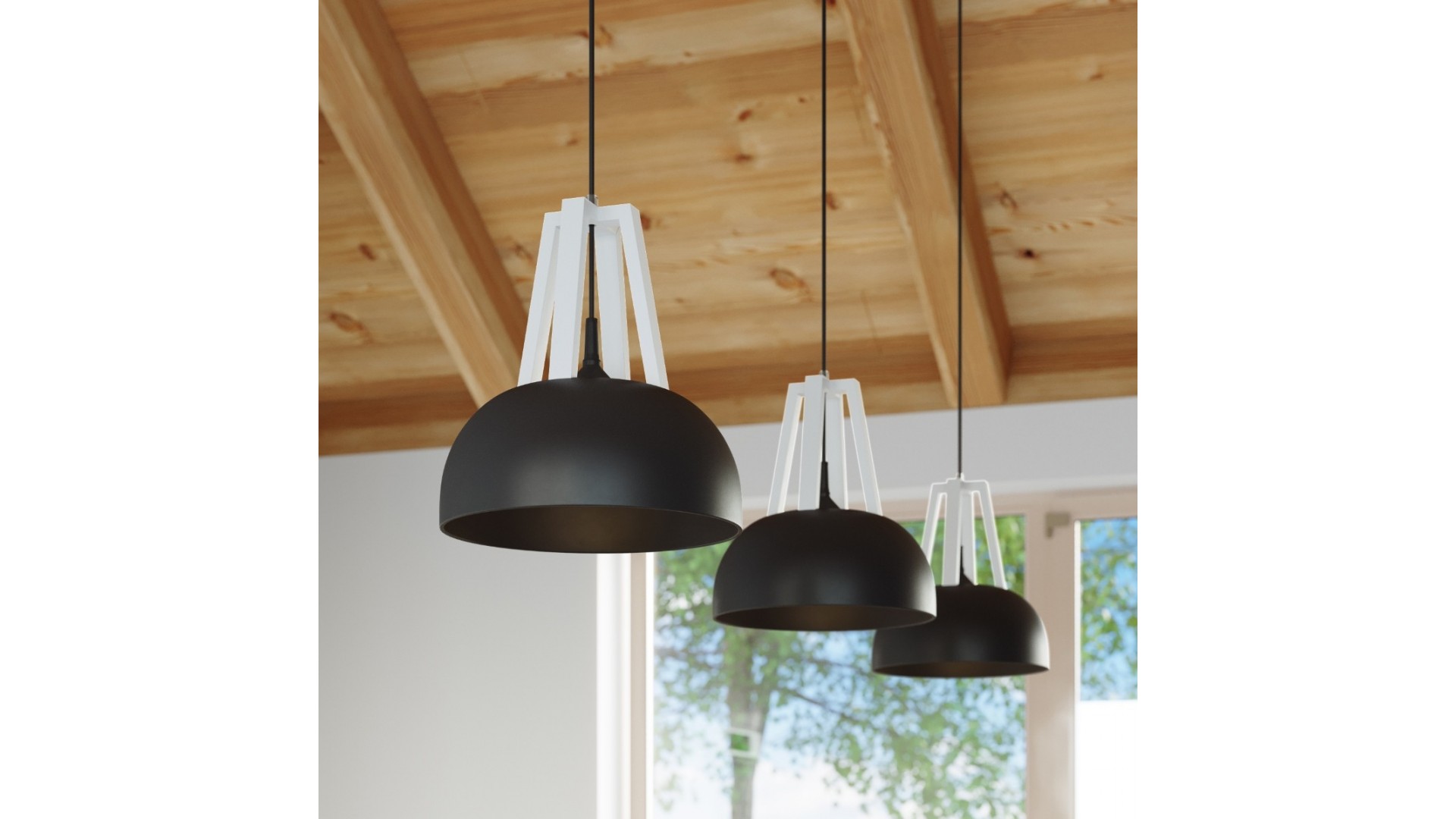 Lampa wisząca CASCO czarna/biała Sollux SL.0389
