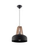Lampa wisząca CASCO czarna/naturalne drewno Sollux SL.0390