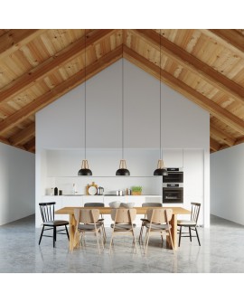 Lampa wisząca CASCO czarna/naturalne drewno Sollux SL.0390