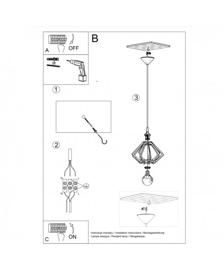Lampa wisząca POMPELMO naturalne drewno Sollux SL.0393