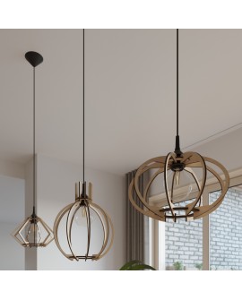 Lampa wisząca POMPELMO naturalne drewno Sollux SL.0393