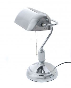 LAMPA BANKIERSKA BIURKOWA KLASYCZNA CHROM BANKER LUMINA DECO
