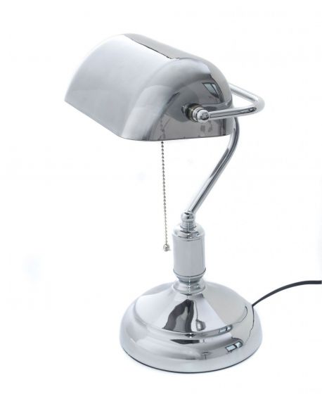 LAMPA BANKIERSKA BIURKOWA KLASYCZNA CHROM BANKER LUMINA DECO