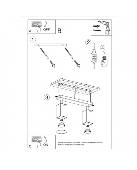 Plafon MERIDA 2 szary Sollux SL.0456