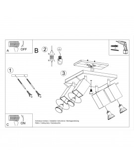 Plafon MERIDA 4 szary Sollux SL.0458