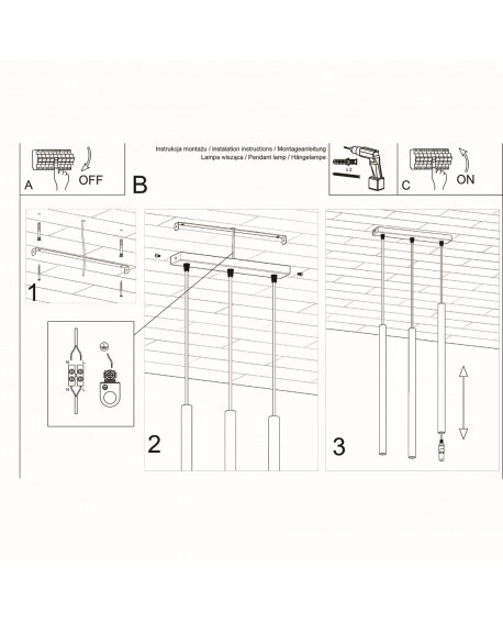 Lampa wisząca PASTELO 3 czarna Sollux SL.0470