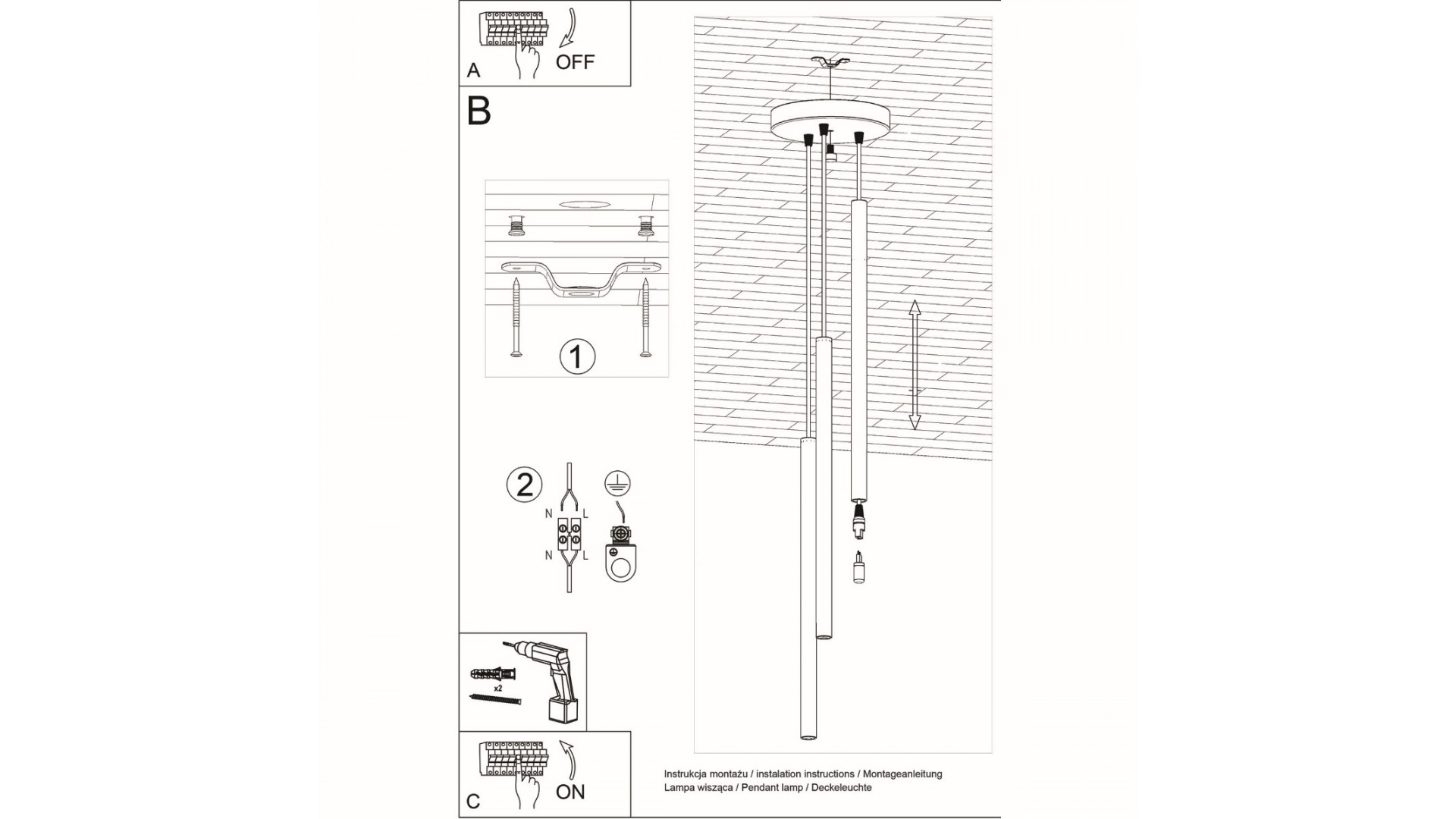 Lampa wisząca PASTELO 3P czarna Sollux SL.0471
