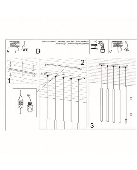 Lampa wisząca PASTELO 5 czarna Sollux SL.0472