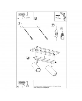 Plafon DIREZIONE 2 czarny Sollux SL.0500
