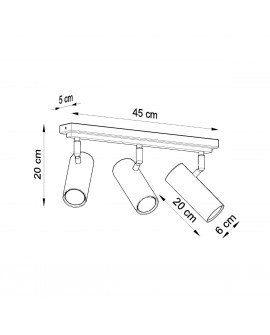 Plafon DIREZIONE 3 czarny Sollux SL.0501