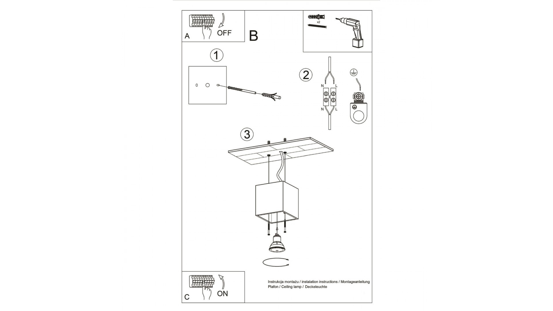 Plafon QUAD 1 antracyt Sollux SL.0567
