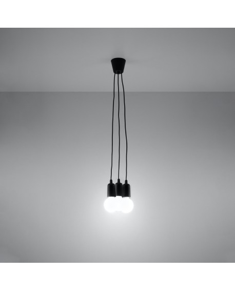 Lampa wisząca DIEGO 3 czarna Sollux SL.0573